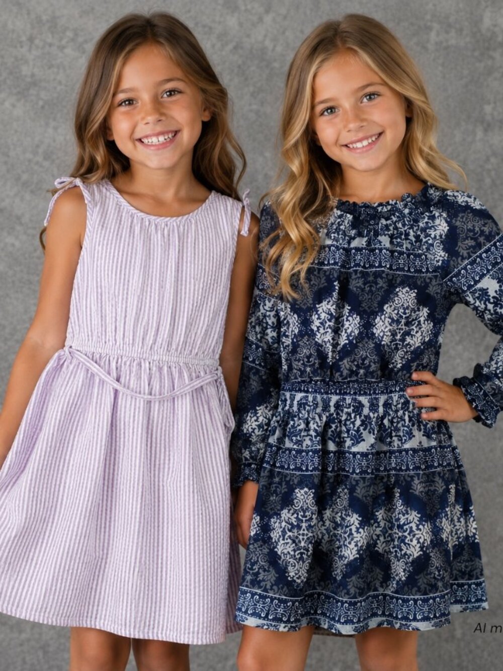 Lot of 2 Dresses Girls 7-8 Lands End SeerSucker Childrens Place Wholesale Bundle